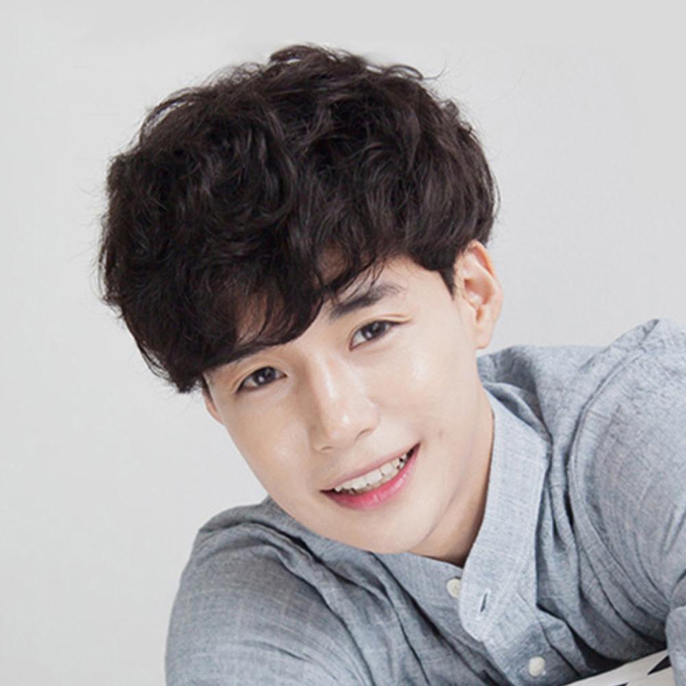 

Красивый мужской короткий кудрявый парик корейский аккуратный стиль челки парик головной убор инструменты для укладки волос темно-коричневого