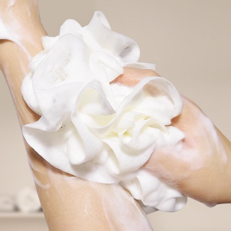 2-In-1 Bath Ball Towel Loofah With Drawstring Closure For Soap Soft Exfoliating Mesh Shower Sponge Skin Care Bathing Tool