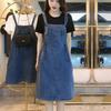 Women's 2025 Korean Style Denim Dress - Short-Sleeved, Slimming, Waist-Cinching, Trendy Fake Two-Piece Design
