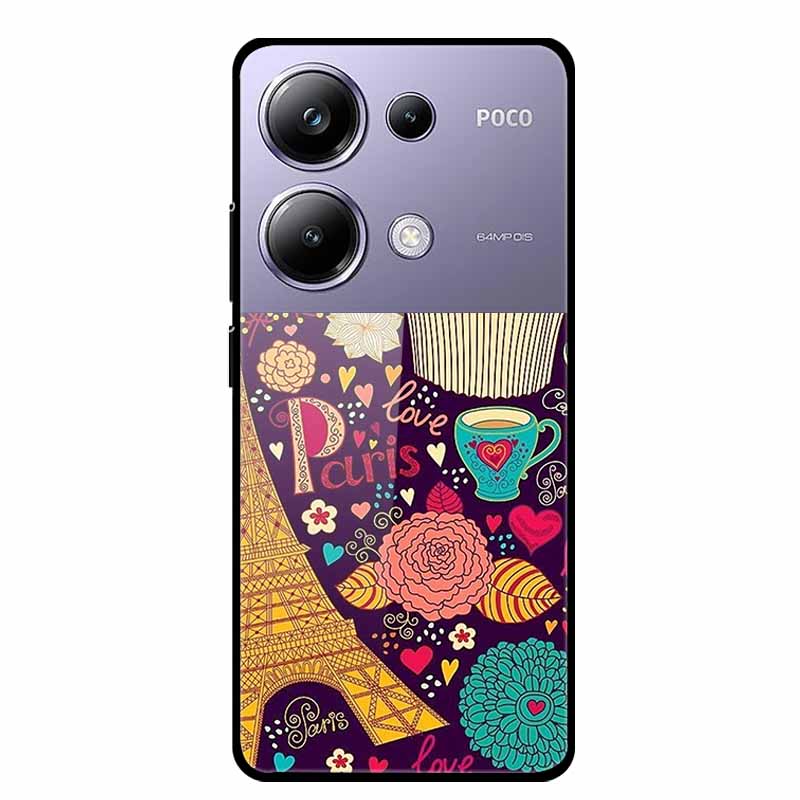 Painting Cover For Poco M6 Pro GlassTempered Glass Case Hard Back Shield for Xiaomi Poco M 6 Pro 6.67" Colourful Phone Fundas