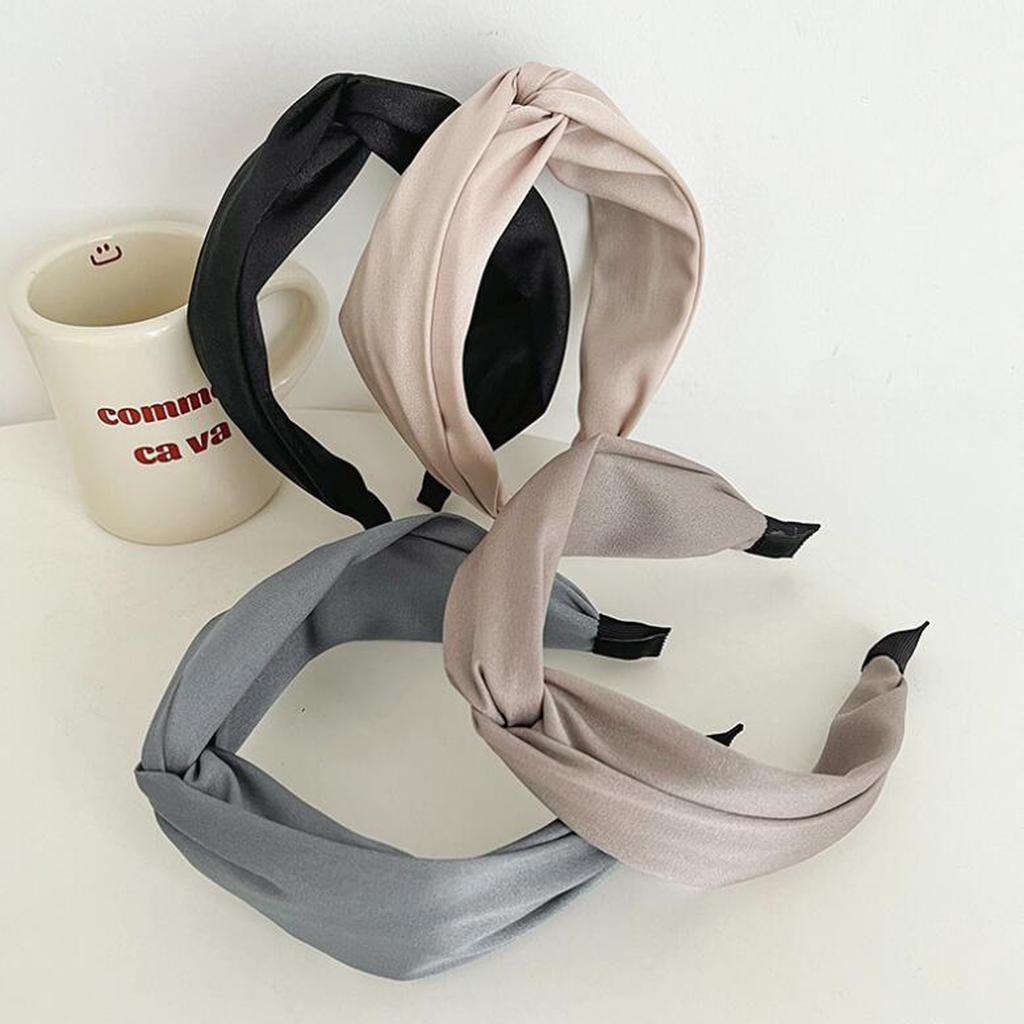 PROLY Neue Mode Damen Stirnband Breite Seite Überkreuzter Knoten Haarband Einfarbig Turban Mädchen Klassischer Kopfschmuck Haaraccessoires