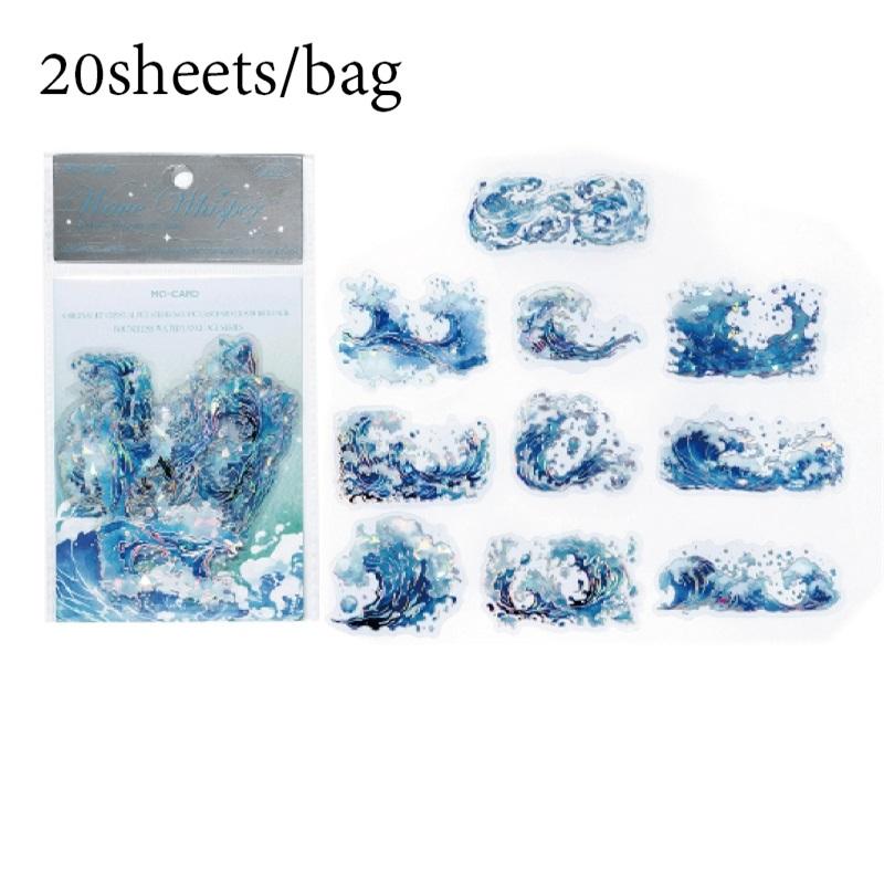 Sticker Pack 20sheets/bag Ice Crystal PET Three-Dimensional Laser Silver Stickers Scrapbook DIY Handbook Mobile Phone Case