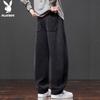 PLAYBOY Men's Loose Straight Leg Curved Hem Sweatpants