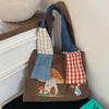 2025 Autumn New Mushroom House Embroidery Niche Large-capacity Shoulder Bag Portable Travel Female Student Bag Tote Bag