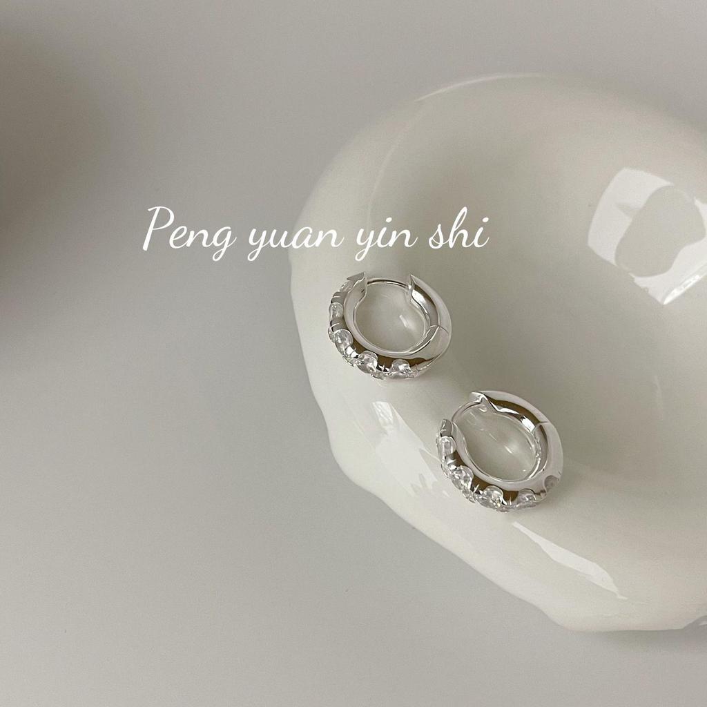 Su Chuang S925 Sterling Silver Cubic Zirconia Hoop Earrings, INS Style, High-End, Simple Design.