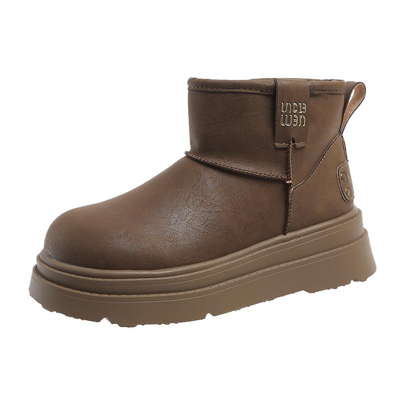 Thick-soled Heightening Warm Wool Snow Boots for Women's Autumn and Winter New Models, Piled and Thickened Cotton Shoes, Thickened and Trendy