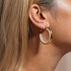 Qiong Yao European Style Circle Drip Oil Earrings, 18K Gold-Plated Stainless Steel, Hypoallergenic, Color-Retentive, Women's.