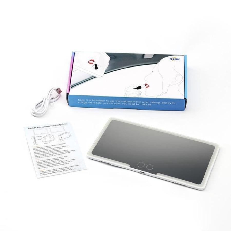 1pc Car LED Makeup Mirror HD Mirror Three Gear Adjustment Sun Visor Plate Interior RearMirror Dimmable Auto Vanity Mirror