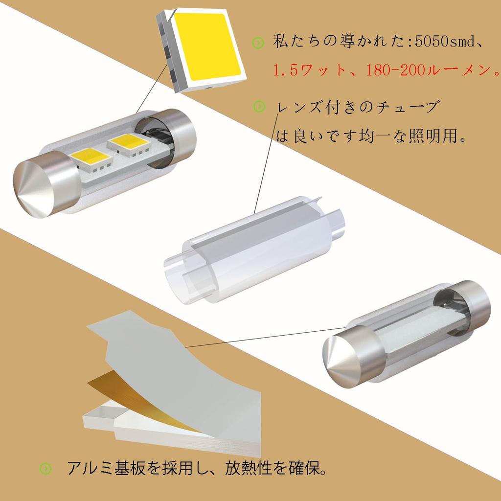 WiseShine 6411 Festoon Reading Light LED Bulb C5W Natural White