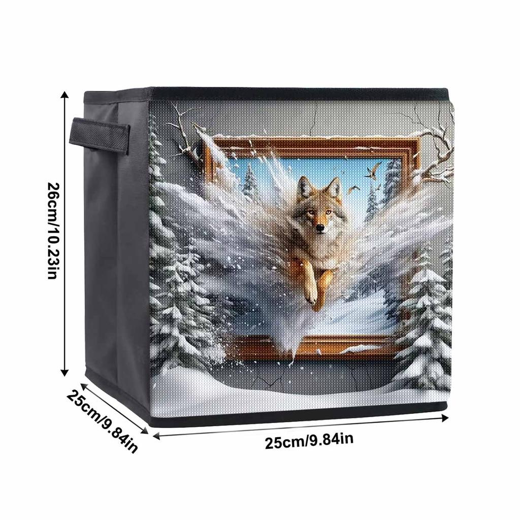 A Wolf Breaking Through The Wall 5D Diamond Painting Storage Basket Full Round Drill Mosaic Diamond Embroidery Cross Stitch Kits Home Decor Home Decor