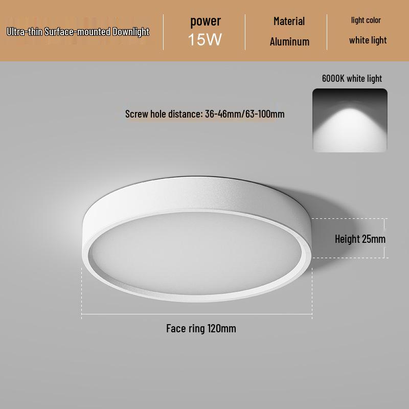 Ultradünne LED Aufbau Deckenleuchte Rund für Gänge, Flure, Eingangsbereiche - Stanzfreie Installation