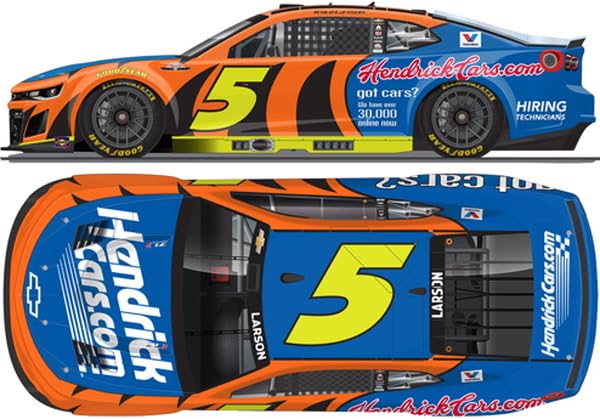 Kyosho Lionel Racing NASCAR CUP Cup 2025 Chevrolet Camaro ZL1 Kyle Larson Throwback Finished Model LR328548 (NASCAR Series) 1/64 HENRICKCARS.COM #5