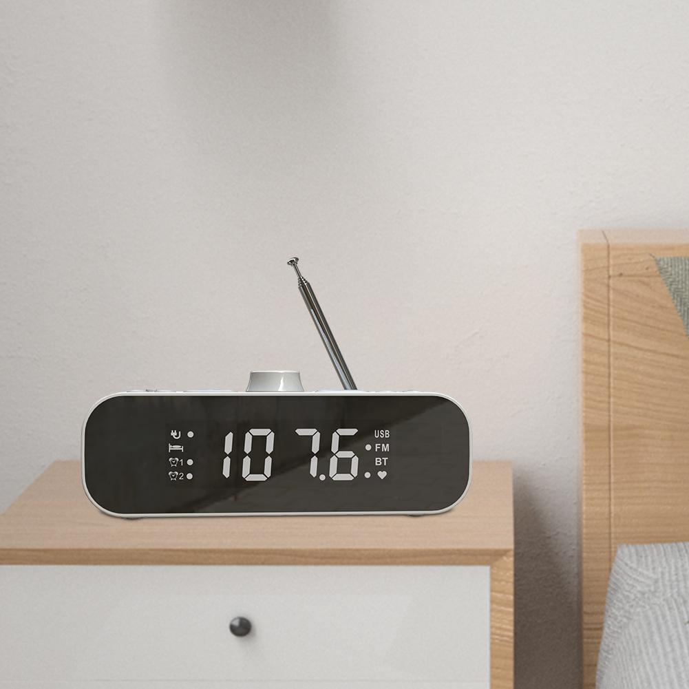 1Pc Digital FM Radio Bluetooth Alarm Clock Radio LED Display Clock Radio Asjustment Clock Timer USB Plug Portable Radio