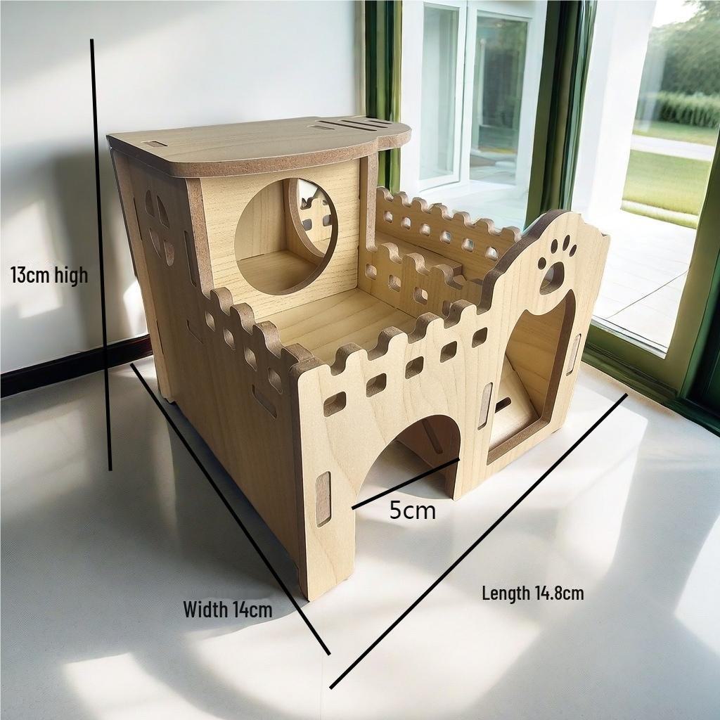 

Деревянное убежище для хомяков Golden Bear - вилла с тремя клетками для кальмаров