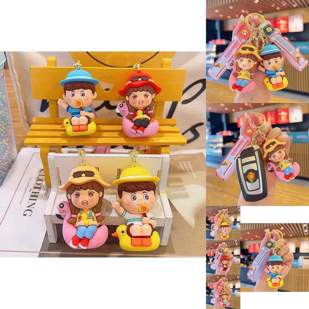 Adorable Cartoon Animal Keychains Soft Rubber Key Rings Cute Couple Gifts