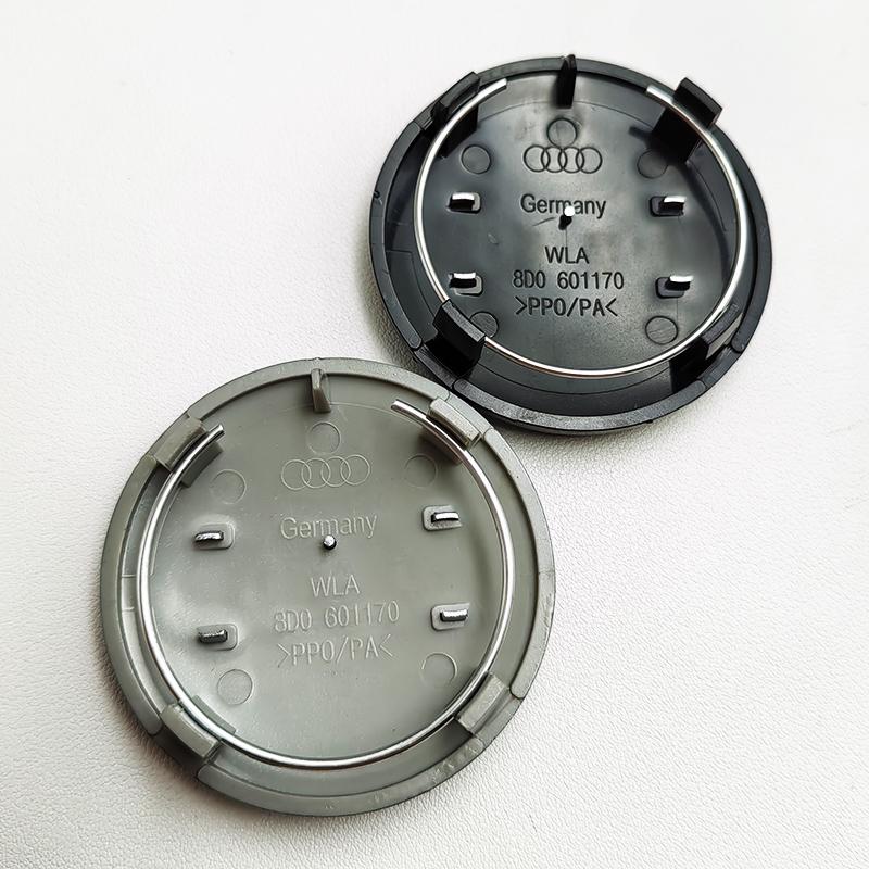 For Audi  A34pcs 68mm Black Grey Car Styling Badge Wheel Center Hub Cap Rim Caps For Audi Emblem 8D0601170 A1 A3 A4 A5 A6 Q7 Accessories