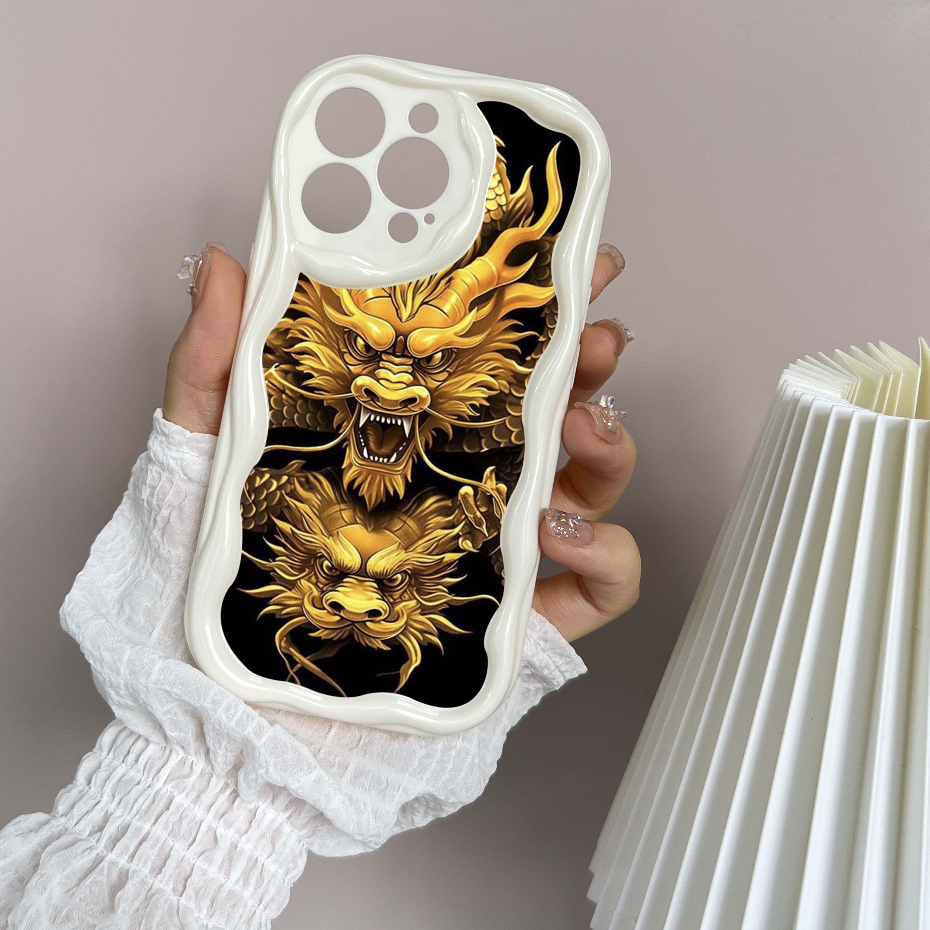 

Волнистый чехол для телефона N34 с дизайном «Год Дракона» для iPhone 15 14 13 Pro Max Samsung S24 S23 Ultra A54 A14 A12 Xiaomi Redmi 13C, мягкая задняя крышка Huawei Realme V13 5G