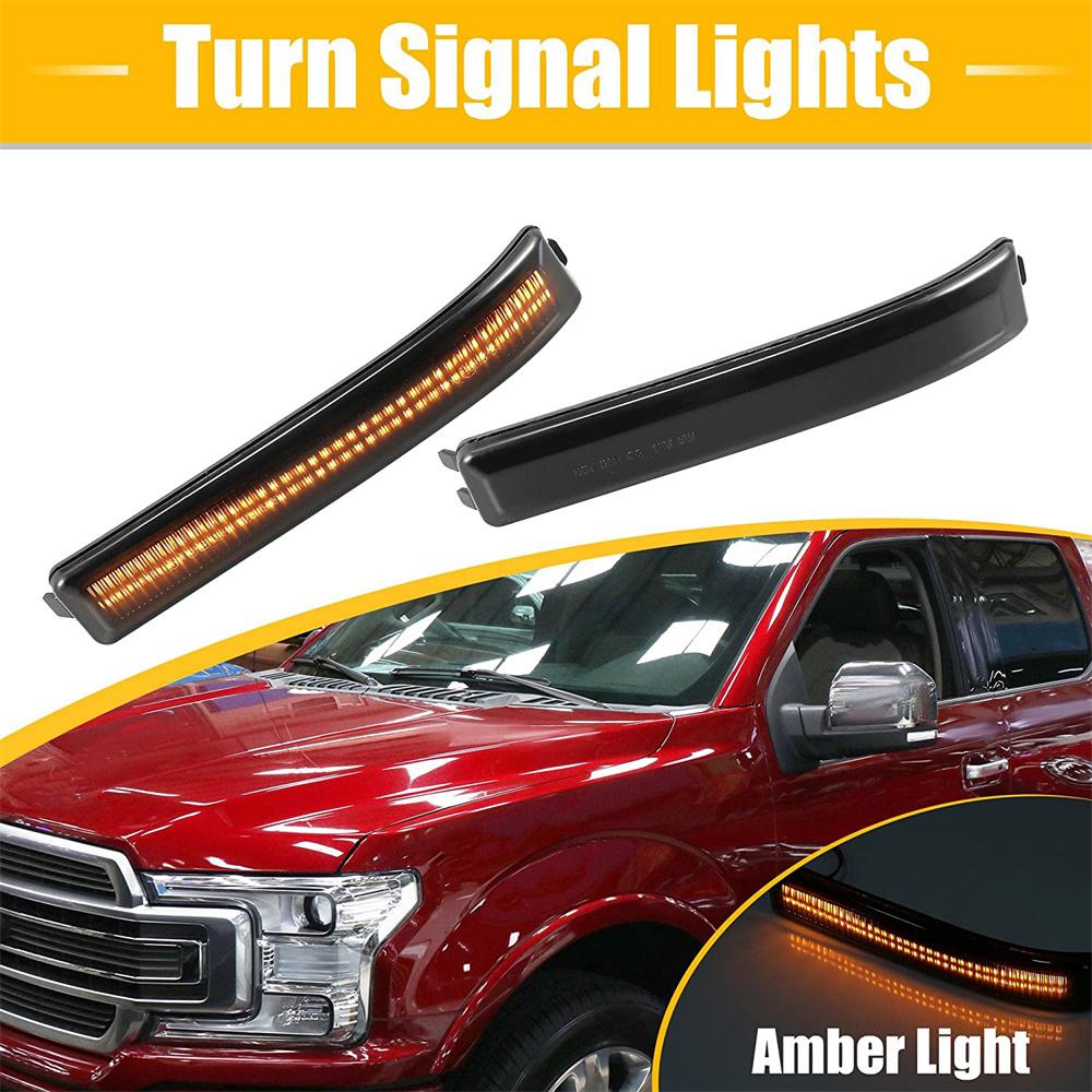 1 Pair Amber Sequential LED Side Mirror Turn Signal Light For Ford F-150 2009-14