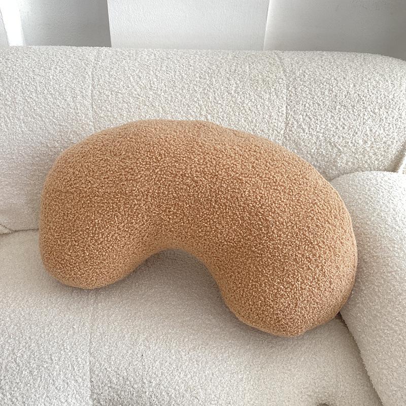 Lamb Fur Accent Pillow Nordic Home Decor Cushion for Sofa Bedroom Chair Lumbar Support 53x28cm коричневый