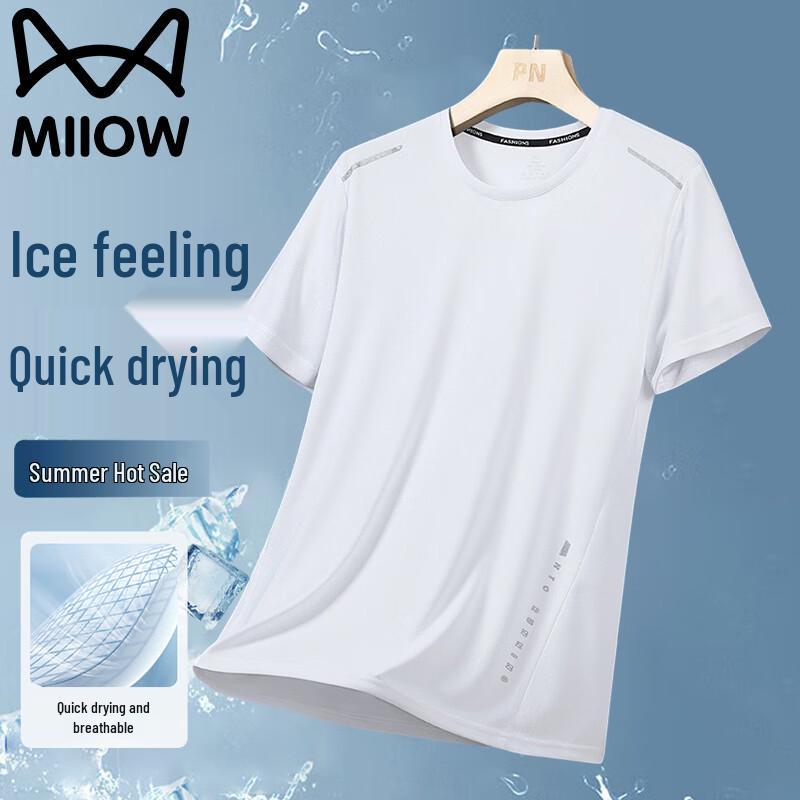 MiiOW Men s Ice-Feel Quick-Dry Short Sleeve T-Shirt L