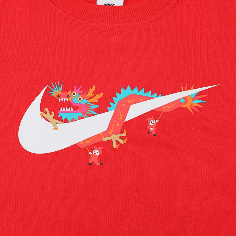 Nike Logo Crewneck Casual Long Sleeve Kids Tops Red HF6690657