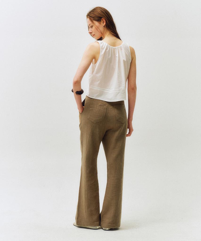 CITTA Classic Loose Fit Linen Bootcut Pants_Ctb546 (Brown)
