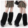 Solid Color Plush Leg Warmers for Women Fuzzy Furry Winter Warm Boot Toppers Leg Covers for Halloween Carnivals Costumes
