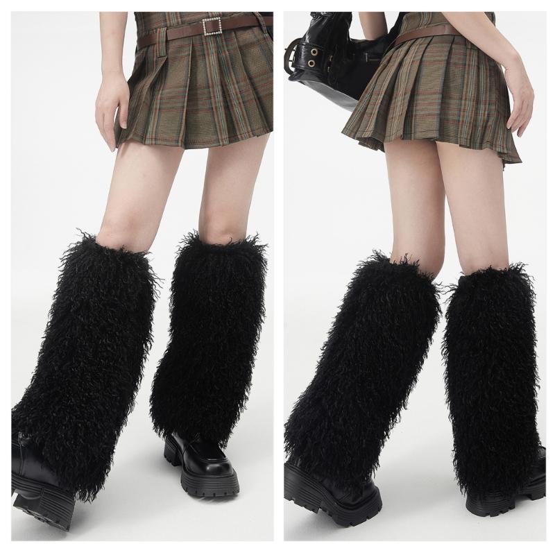Solid Color Plush Leg Warmers for Women Fuzzy Furry Winter Warm Boot Toppers Leg Covers for Halloween Carnivals Costumes