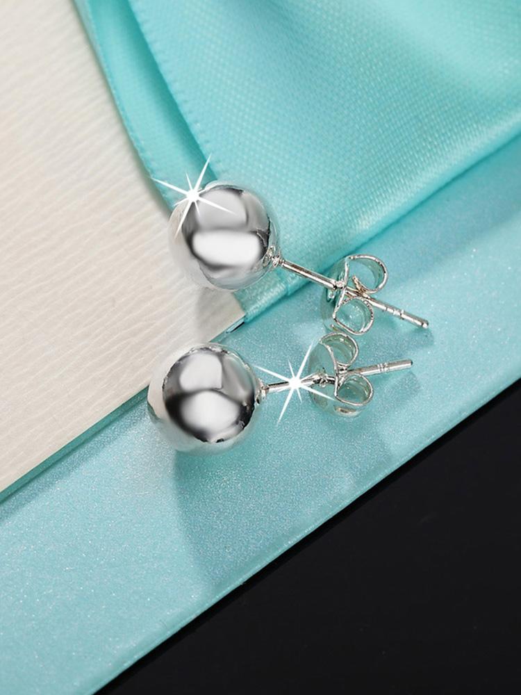 New 925 Sterling Silver Luxury Minimalist Bead Stud Earrings: Fashionable Women's Wedding Charm Jewelry Gift