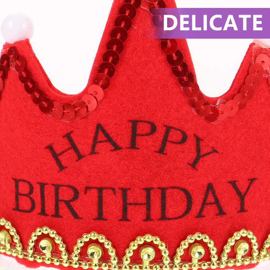 LED Crown Birthday Hat for Children and Grownups Plastic Non-Woven Glowing Party Hat with 3 Light Modes Happy Birthday Gift