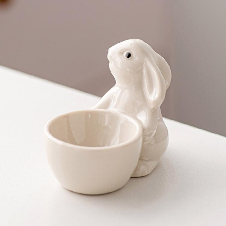 Compact Eggs Holder Rabbit Shape Household Eggs Holder Ceramic Eggs Tray