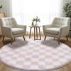 Super Soft Rug, Round Rug for Bedroom, 2X2M Black and White Checkered Round Rug Non-Slip High Pile Cute Soft Fluffy Rug for Bedroom Kids Room