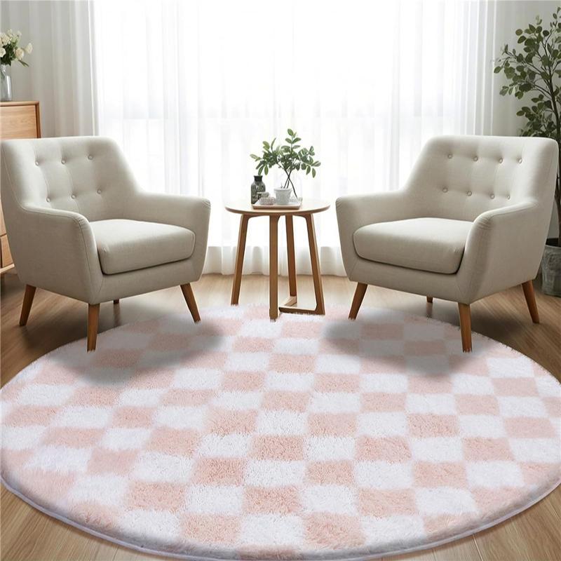 2x2m Round Rug for Bedroom, Super Fluffy Circle Rugs for Baby Nursery Furry Carpet for Children Kids Room, Cute Soft Shaggy Rug for Girls Home Decor