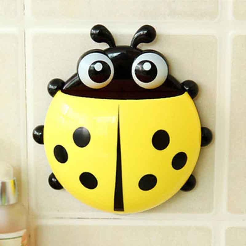 Lovely Cartoon Ladybug Toothbrush Holder  Bathroom Wall Ladybug Suction Sucker