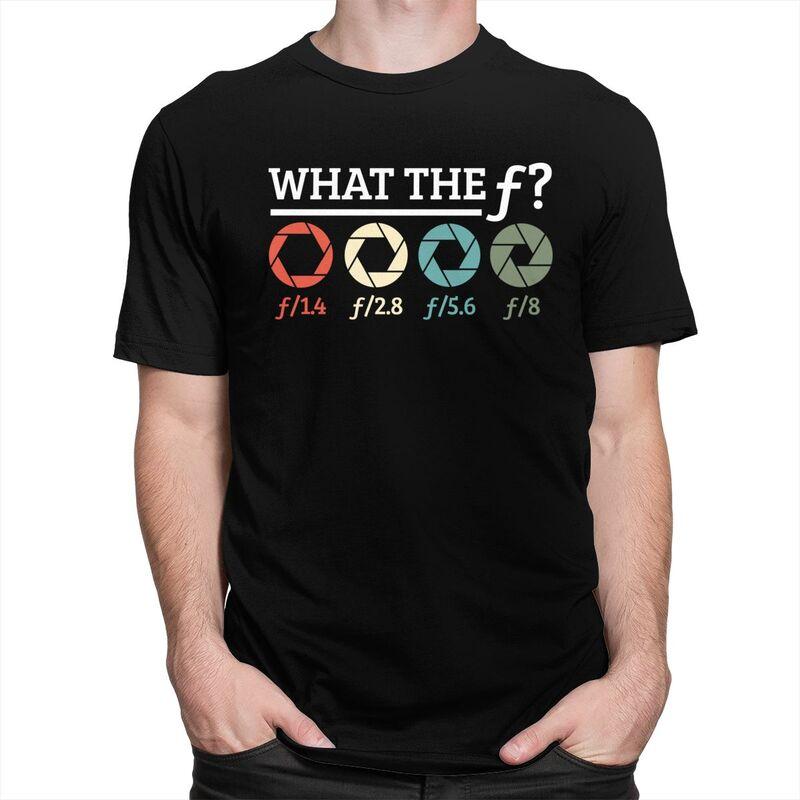 Individuelles Fotografen What The F T-Shirt für Herren 100% Baumwolle T-Shirt Freizeit-T-Shirt Kurzarm-T-Shirt Locker geschnitten Kleidung Geschenk