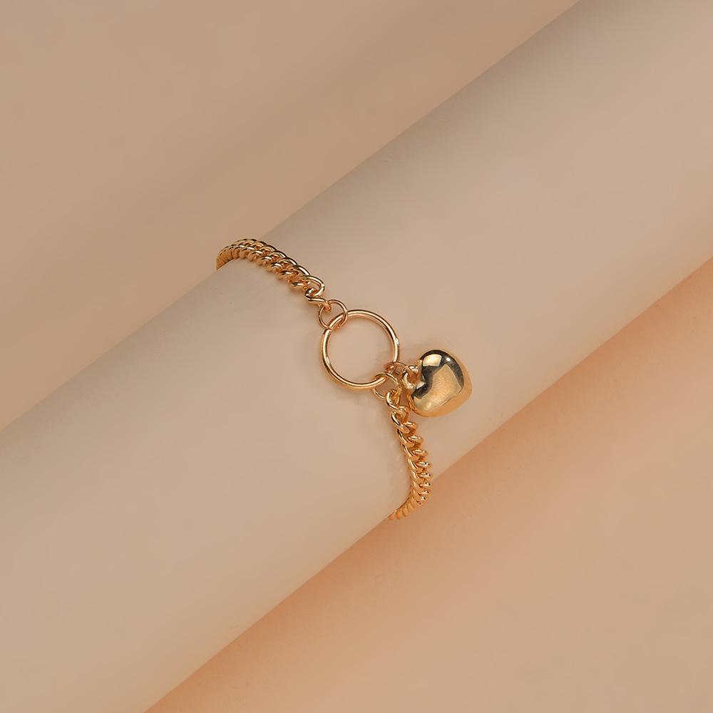 Supply Commuter Gold Love Pendant Metal Bracelet Adjustable Women's Bracelet