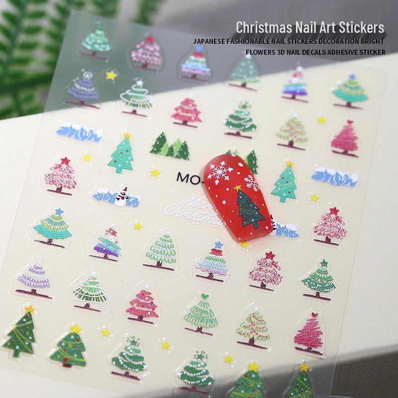 

3D Christmas Nail Art Stickers: Colorful Trees, Snowflakes & Santa Claus