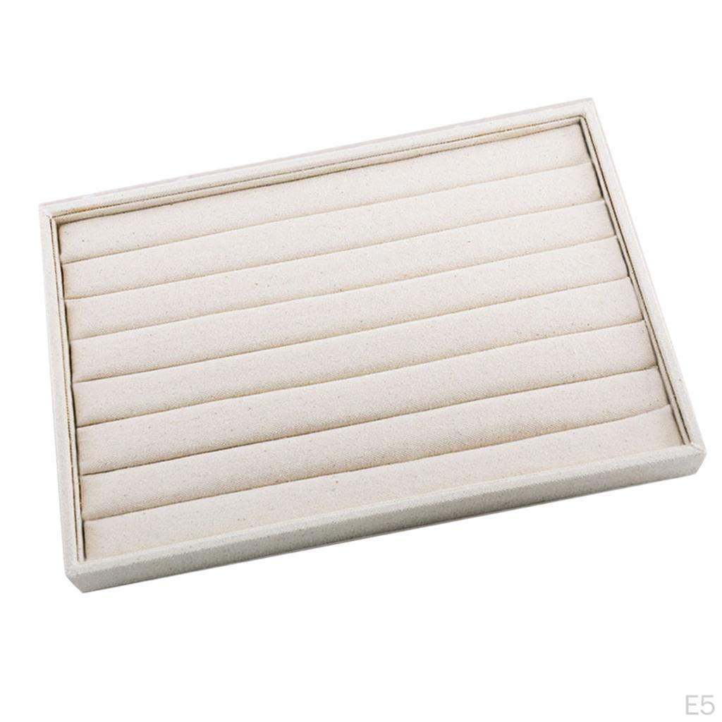Jewelry Display Tray with Compartment Multi-purpose Stackable Box Beige