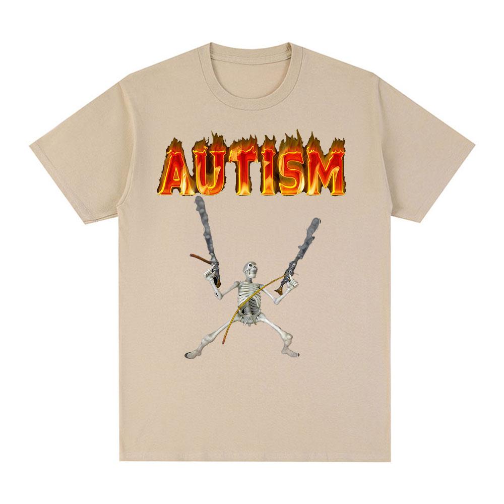 

Autistic Funny Autism Skeleton Meme Tshirts Men Clothing Vintage Gothic Short Sleeves Tshirt Cotton Summer Oversized T Shirts XL