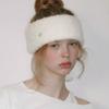 [RABBIT FUR] COIN HAIR BANDANA_IVORY