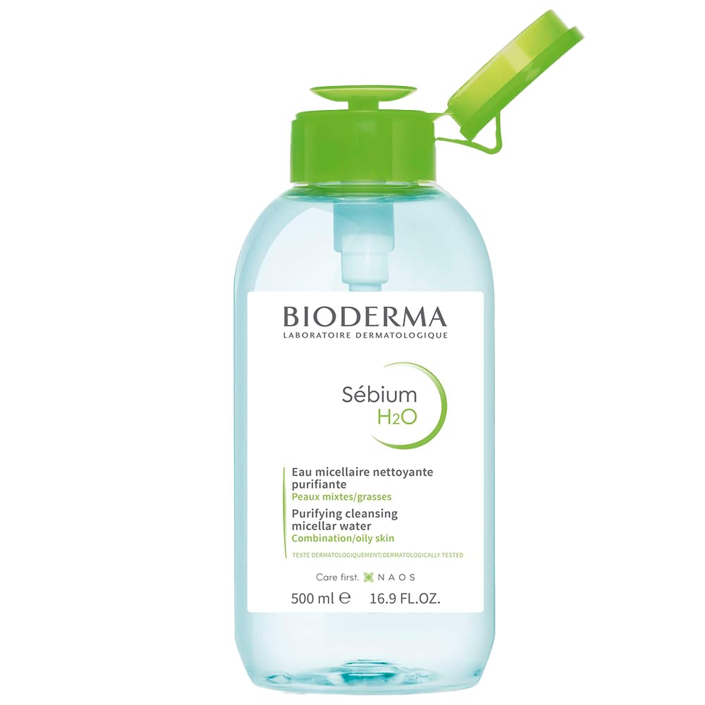 

Bioderma Sebium H2O D Очищающая вода с помпой 500 мл [Оригинальный продукт] Одной рукой зелёный