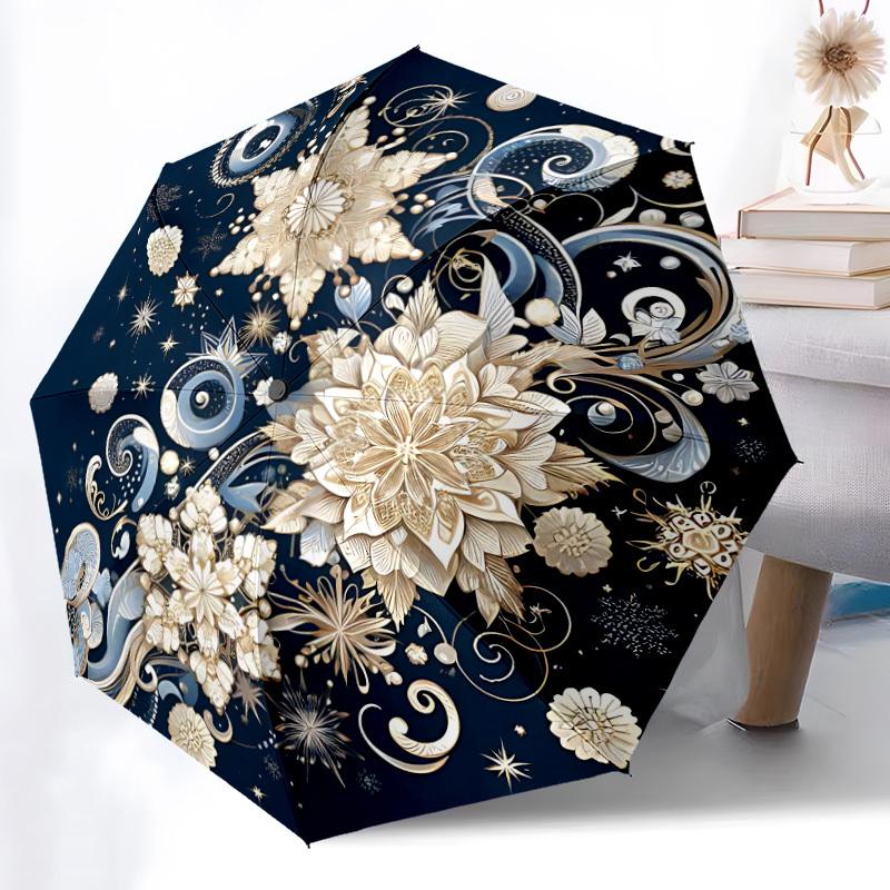 1pc Floral Celestial Automatic Folding Umbrella   Compact 8 Rib Design, Durable Iron Frame for Travel, Outdoor,  a0920095