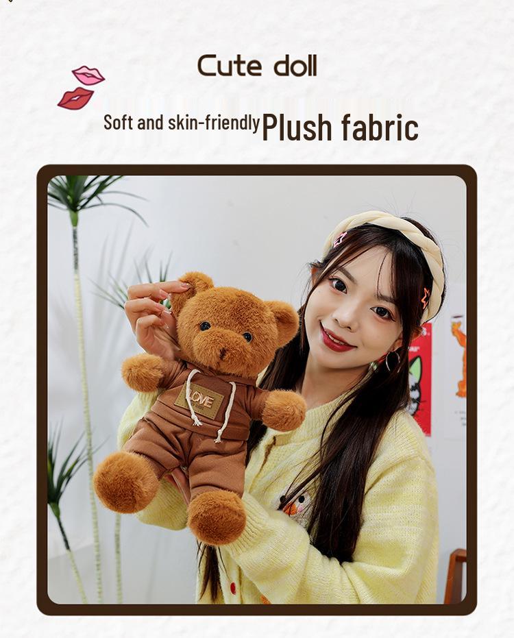 Plush Teddy Bear Doll in Hoodie - Sitting Version, High-Grade Wedding Toy