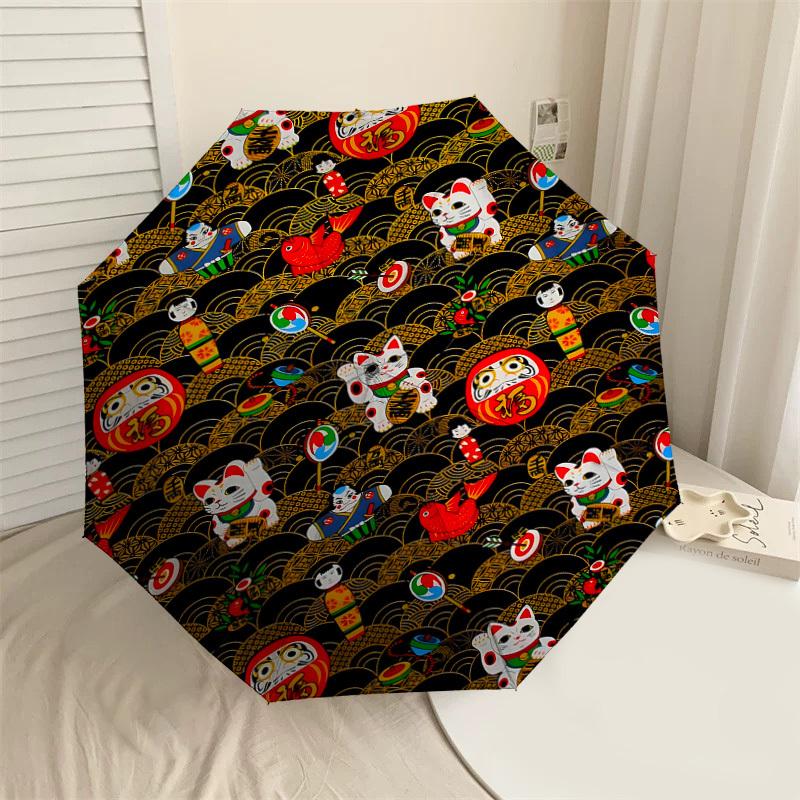 

1PC Maneki-neko Daruma Automatic Open/Close Umbrella with Windproof, 8-Rib Sturdy Canopy, Durable Ribs, Fashionable Design1326A