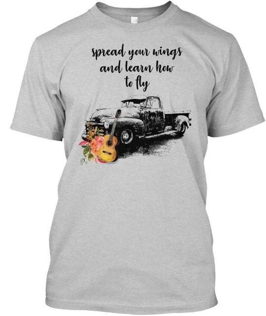 Guitar- Guitar And Truck Spread Your Wings Learn How T shirt Made in USA S-5XL L