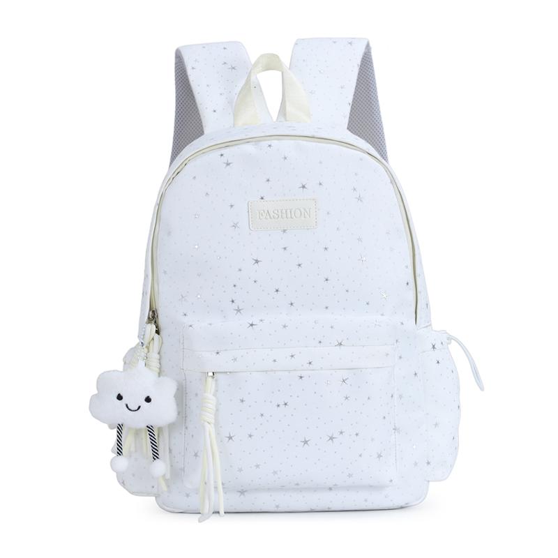 Swan Embroidered Backpack Student Schoolbag Women s Large Capacity Campus Style Backpack бежевый