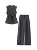 South Oil Fashion Linen Lace-Up Waistcoat & Wide-Leg Pants Set