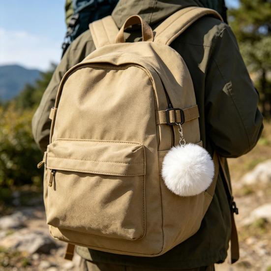 Faux Fur Pom Pom Fluffy Ball with Elastic Loop Cute Plush Ball Bag Charm for Craft Projects Hat Accessories