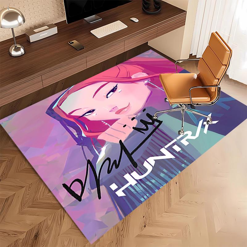 1pc Kpop Hunter11 Print Area Rug - Soft, Washable Non-Slip Indoor Mat, Living Room, Home Office Decorative Rug,Office Decorative