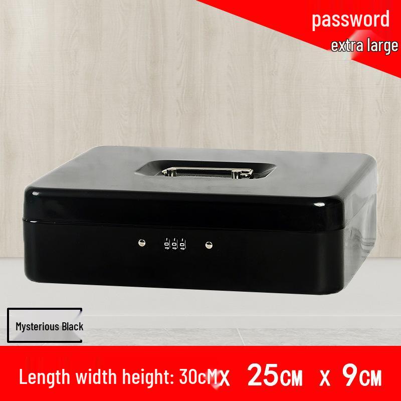 Portable Thickened Metal Cash Box with Lock and Password, Secure Storage Organizer